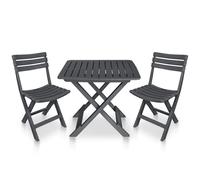 vidaXL 3 Piece Folding Bistro Set Plastic Anthracite
