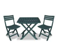 vidaXL 3 Piece Folding Bistro Set Plastic Green, Green
