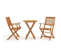 vidaXL Outdoor Bistro Set 3 Piece Acacia Wood Folding Round Garden Table Chair