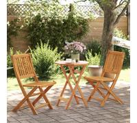 vidaXL Folding Bistro Set 3 Piece Outdoor Table and Chair Solid Wood Acacia