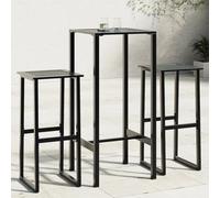 vidaXL 3 Piece Garden Bar Set Black Powder-coated Steel