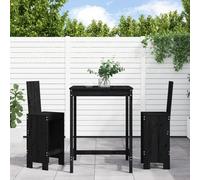 vidaXL 3 Piece Garden Bar Set Black Solid Wood Pine