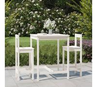 (white) vidaXL Garden Bar Set Wooden Table and Chairs Pub Set 3 Piece Solid Wood Pine