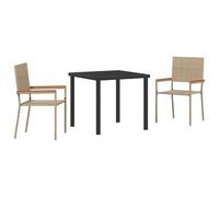 vidaXL 3 Piece Garden Dining Set Beige Polyrattan