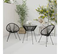 (3) vidaXL Garden Dining Set Black Outdoor Patio Dinner Table and Chair 3/5 Piece