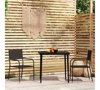 vidaXL Garden Dining Set 3 Piece Black Patio Outdoor Table and Chair Furniture