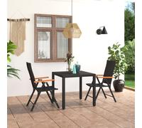 vidaXL 3 Piece Garden Dining Set Black and Brown