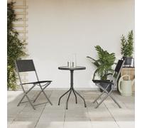 vidaXL 3 Piece Garden Dining Set Black Steel