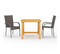 vidaXL Garden Dining Set 3 Piece Brown Outdoor Table and Chairs Furniture