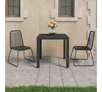 vidaXL 3 Piece Garden Dining Set PVC Rattan Black