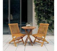 vidaXL 3 Piece Garden Dining Set Solid Wood Teak