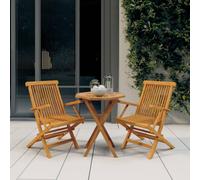 vidaXL Solid Wood Teak Garden Dining Set 3 Piece Wooden Dining Table and Chair