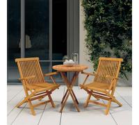 Solid Wood Teak Garden Dining Set 3 Piece Wooden Table and Chair vidaXL
