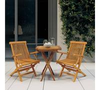 vidaXL Solid Wood Teak Garden Dining Set 3 Piece Wooden Dining Table and Chair