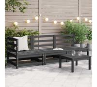 vidaXL Solid Pinewood Garden Lounge Set 3 Piece Grey Patio Outdoor Sofa Unit