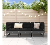 vidaXL 3 Piece Garden Lounge Set Grey Solid Wood Pine