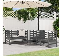 vidaXL 3 Piece Garden Lounge Set Grey Solid Wood Pine