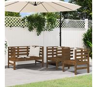 vidaXL Garden Lounge Set 3 Piece Outdoor Chair Honey Brown Solid Wood Pine