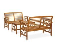 vidaXL Solid Acacia Wood Garden Lounge Set 3 Piece Patio Outdoor Furniture Set