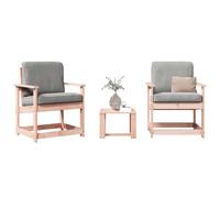 vidaXL Garden Lounge Set 3 Piece Outdoor Table and Chair Solid Wood Douglas