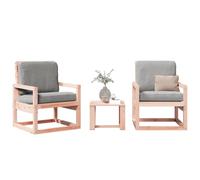 vidaXL Garden Lounge Set 3 Piece Outdoor Lounge Set Chairs Solid Wood Douglas