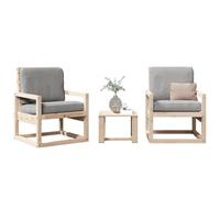 vidaXL Garden Lounge Set 3 Piece Outdoor Lounge Set Chairs Solid Wood Pine