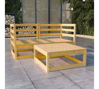 vidaXL 3 Piece Garden Lounge Set Solid Wood Pine UK HOT
