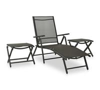 vidaXL 3 Piece Garden Lounge Set Textilene and Aluminium Black