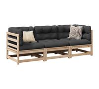 vidaXL 3 Piece Garden Sofa Set Solid Wood Pine