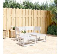 vidaXL Garden Sofa Set 3 Piece Outdoor Sofa Corner Sofa White Solid Wood Pine