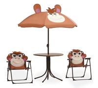 Garden Furniture Set 3 Piece Kids' Garden Bistro Set with Parasol Brown