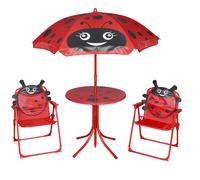 vidaXL 3 Piece Kids' Garden Bistro Set with Parasol Red