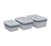vidaXL 3 Piece Nesting Basket Set White Willow