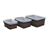 VidaXL 3 Piece Nesting Basket Set Brown Willow, Brown