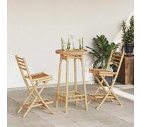 vidaXL 3 Piece Outdoor Bar Set Foldable Bamboo garden bar set