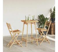 vidaXL 3 Piece Outdoor Bar Set Foldable Bamboo garden bar set