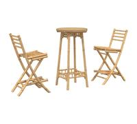vidaXL 3 Piece Outdoor Bar Set Foldable Bamboo garden bar set