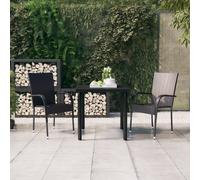 vidaXL Outdoor Dining Set 3 Piece Black Patio Garden Table Chair Furniture
