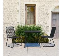 vidaXL Outdoor Dining Set 3 Piece Poly Rattan and Glass Chair Table Furniture