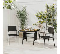 vidaXL 3 Piece Outdoor Dining Set Poly Rattan Black