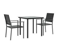 vidaXL 3 Piece Patio Dining Set Poly Rattan and Steel