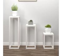 Plant Stand Set 3pcs White Solid Pine Wood 34x34x110/80/50cm Indoor Home Display