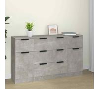 vidaXL 3 Piece Sideboard Set Concrete Grey Engineered Wood