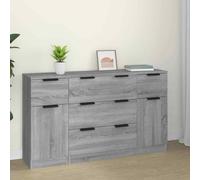 vidaXL 3 Piece Sideboard Set Grey Sonoma Engineered Wood UK