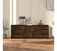 Vidaxl 3 Piece Sideboard Smoked Oak Engineered Wood