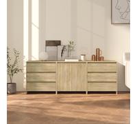 Vidaxl 3 Piece Sideboard Sonoma Oak Engineered Wood, Brown