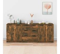 (smoked oak) vidaXL Sideboards 3 Piece Storage Rack Organiser Highboard Engineered Wood