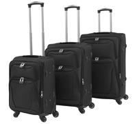 vidaXL 3 Piece Soft Case Trolley Set Black