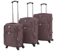 vidaXL 3 Piece Soft Case Trolley Set Coffee