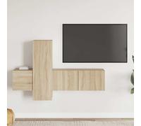 vidaXL TV Cabinet Set 3 Piece Sonoma Oak Engineered Wood Furniture TV Stand